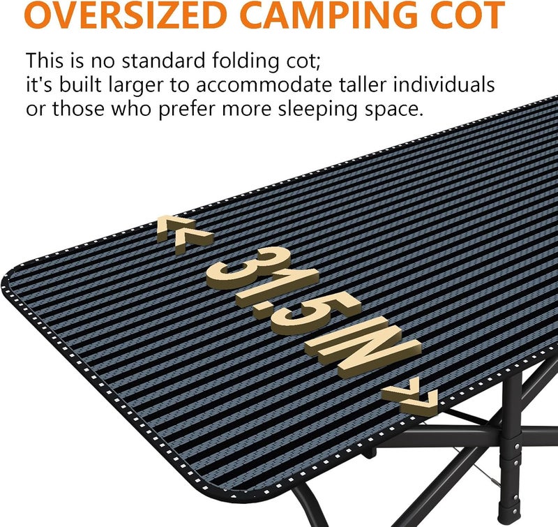 ATORPOK Oversized Camping Cot for Adults with Cushion Comfortable, Extra Wide 31.5'' Folding Bed for Sleeping, Lightweight Folding Bed with Carry Bag Supports 500 lbs - Image 3